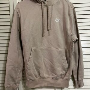 Nike Men’s Taupe Pullover Hoodie with White Logo